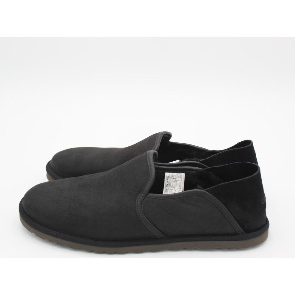 UGG Slipper Loafer Mens 11 Black Cooke Slip On Leather Shearling Comfort Shoe